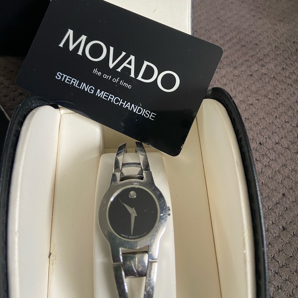 Sterling Silver MOVADO bracelet watch. Pre-owned